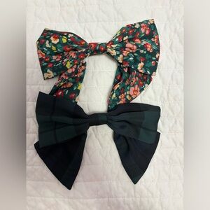 J.Crew Satin Bow Clip Bundle, Blackwatch Plaid and Ditsy Floral NWOT